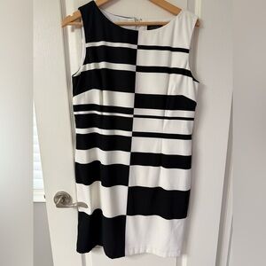 Tahari Arthur S. Levine Black White Colorblock Sheath Dress Size 12 NWT